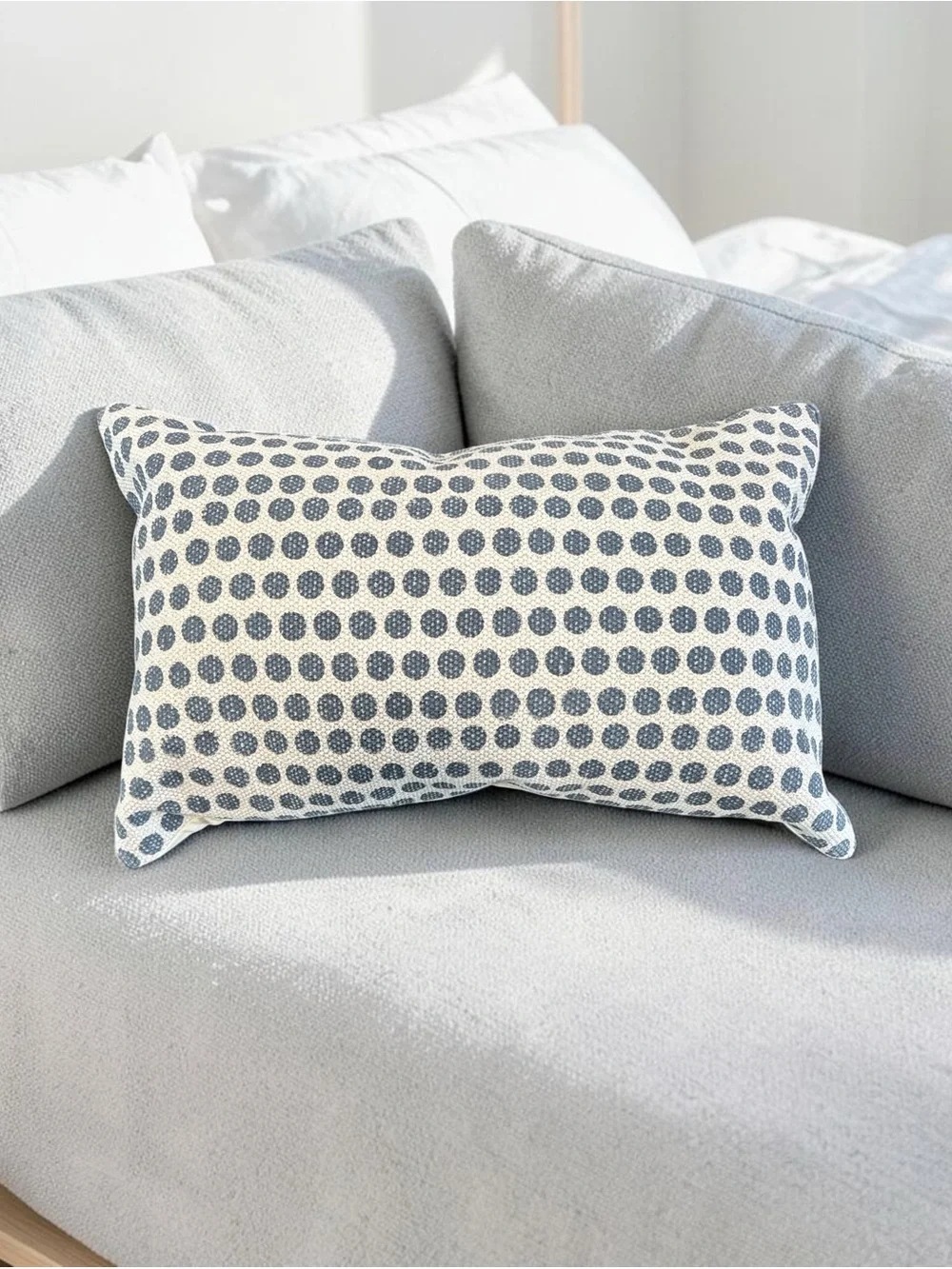 NWT Janya Polka Dot Decorative Pillow - Navy and Cream